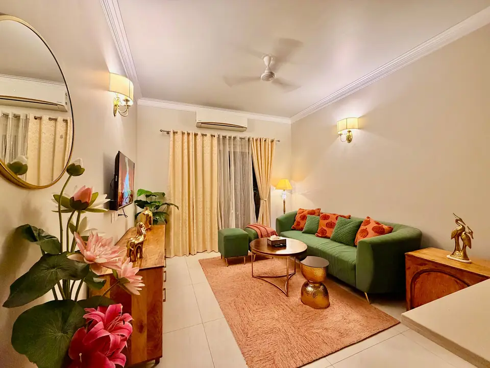 Living room with plants and decor