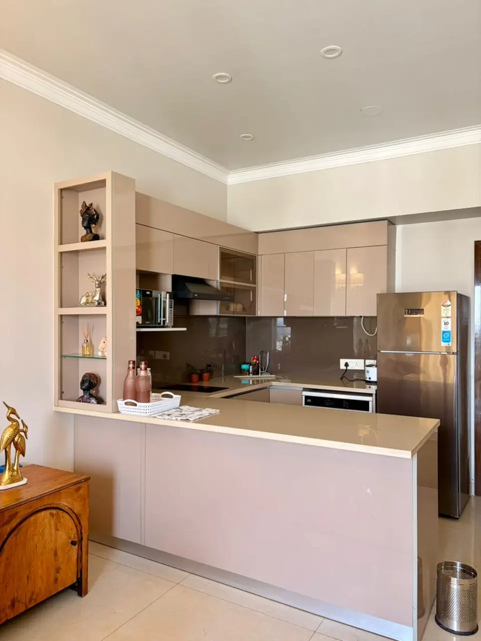Modular kitchen with fridge
