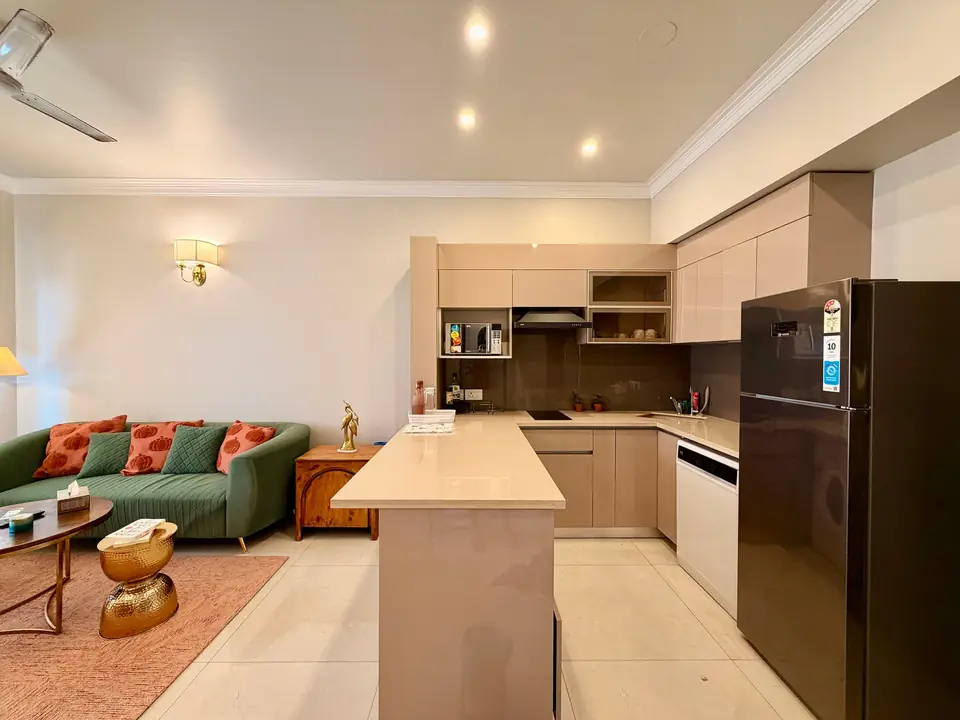 Open kitchen next to the living room