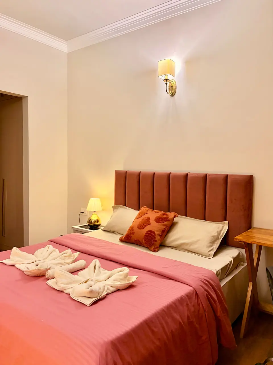 Double bed with cushions