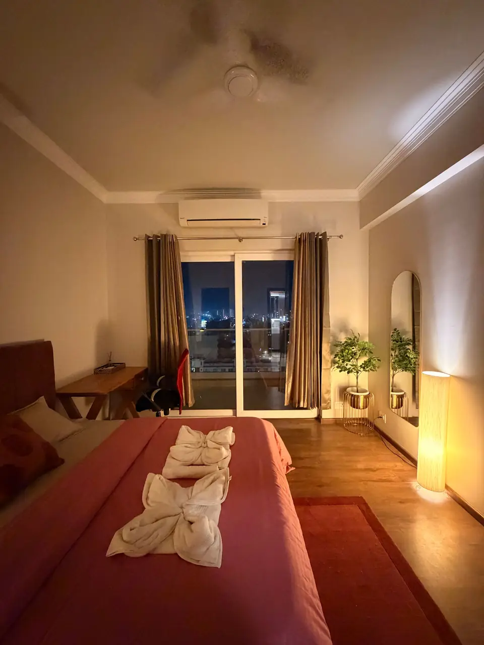 City view at night from the bedroom