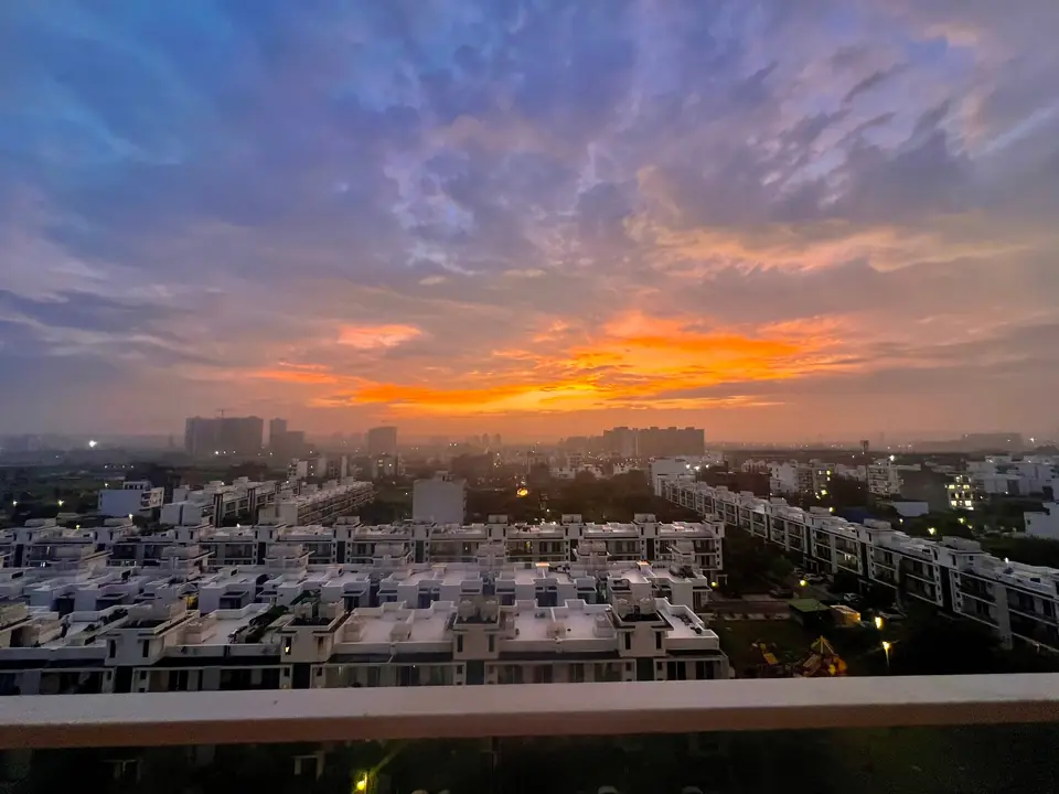 Orange sunset over the city