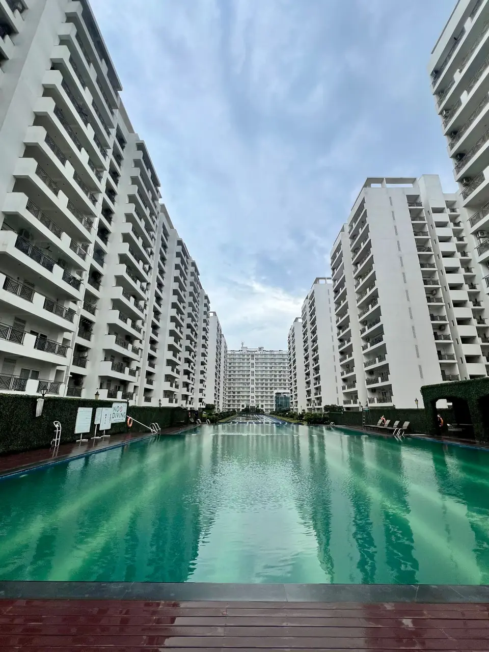 Pool with towers around it
