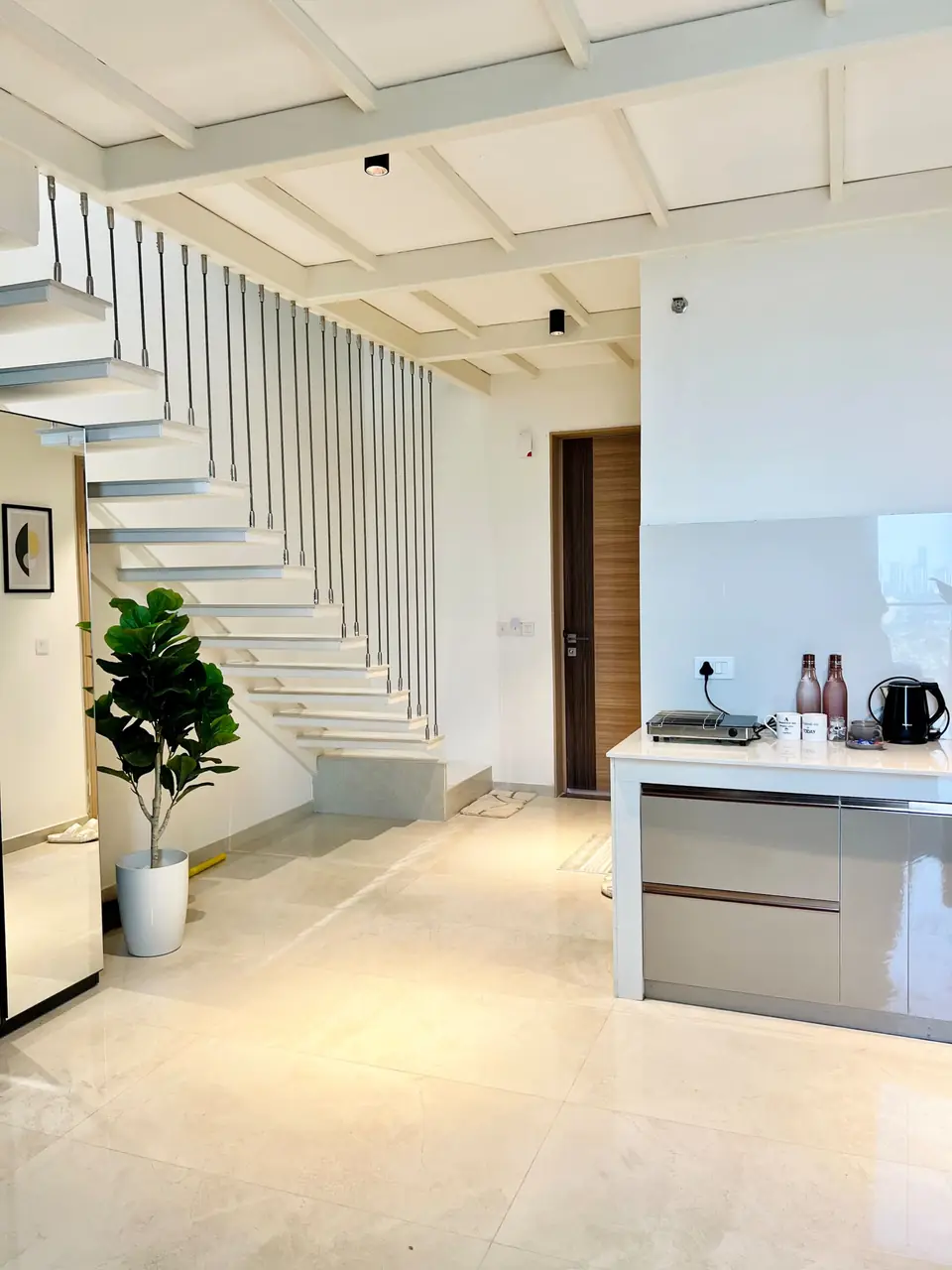 Staircase up to the bedroom loft