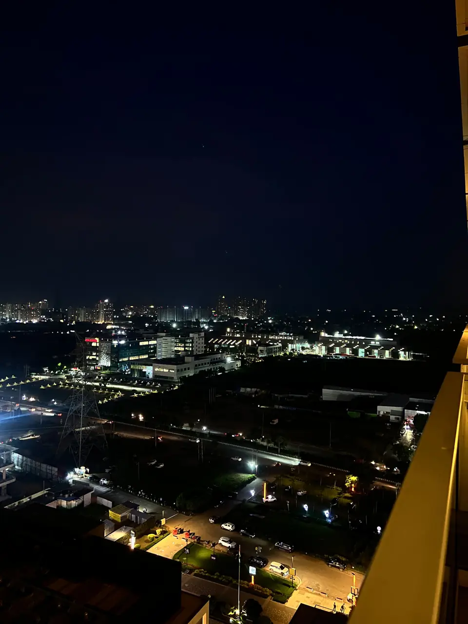City lights from the balcony at night